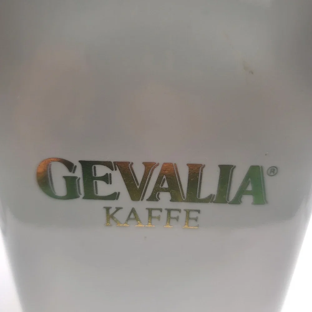 Gevalia Kaffe White Ceramic Coffee Canister Airtight Gold Bail Lid Made in Japan